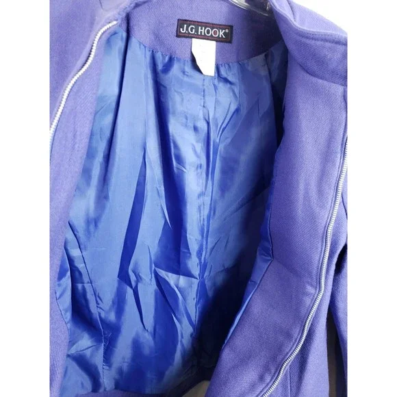 JG Hook Jacket Women's Size 14 Purple Wool Lined Long Sleeve Cropped flaw - Picture 8 of 9